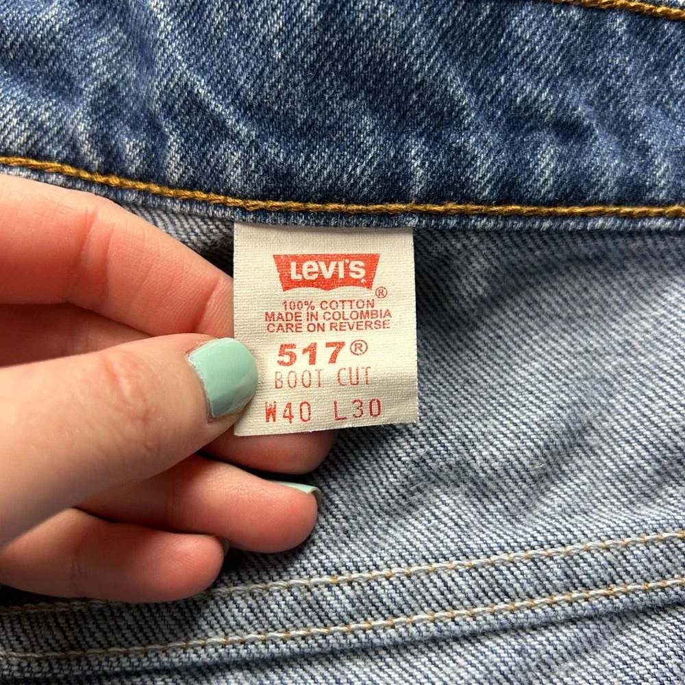 VTG Levis 517 Jeans Mens 40x30 (fits 38x30) Blue Bootcut Red Tab 90s